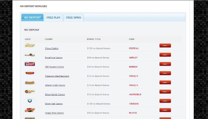 free spins no deposit